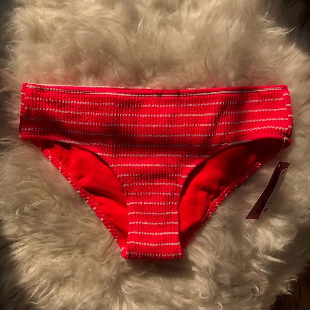 NWT Xhilaration Hot Pink and White Striped Textured Hipster Cheeky Bikini Bottom - Picture 14 of 14